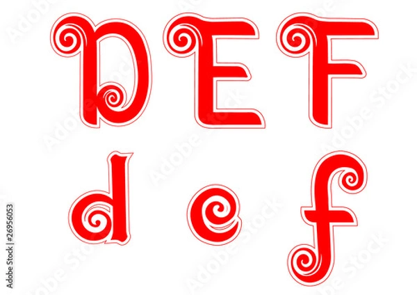Obraz Candy Cane Swirl Letters D d E e F f