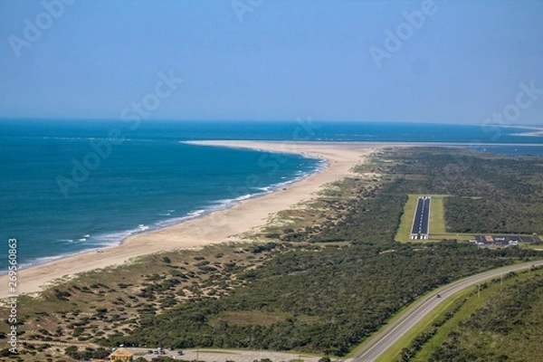 Fototapeta Aerial view of Ocracoke Island Airport North Carolina 