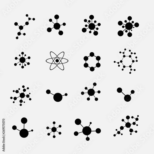 Obraz Molecule Icon set isolated on white background