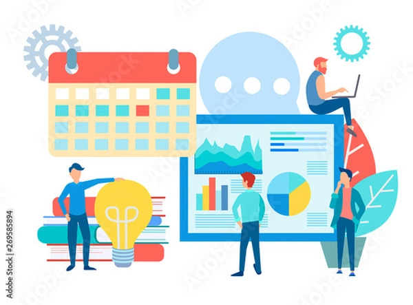 Obraz Team work and web optimization concept vector illustration.