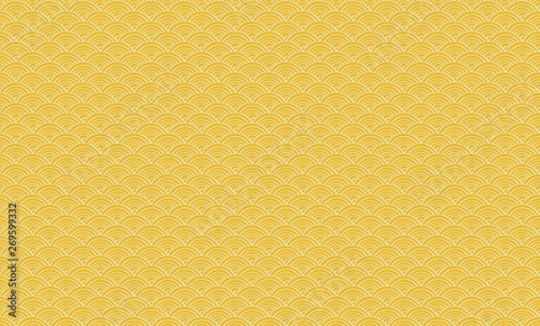 Obraz Hand drawn seamless pattern. Yellow background and white circles