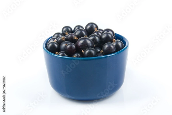 Fototapeta Fresh blackberries, on plate on Isolated white background. Berries
