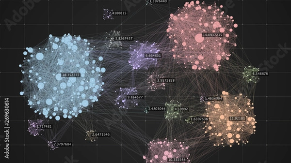 Fototapeta Data visualization. Information clustering. Big data complexity representation. Analytics abstract concept.