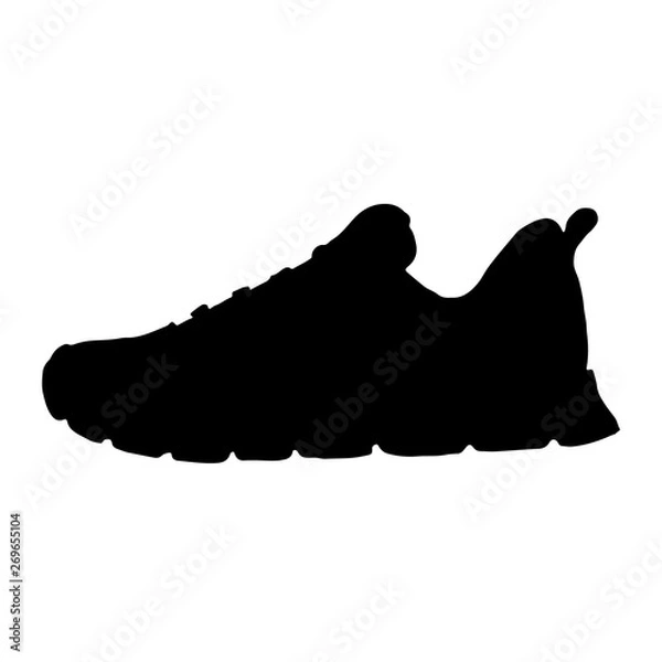 Obraz Running shoe icon. Sneaker silhouette. Running typography. Vector illustration