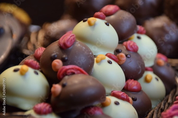Fototapeta Les poules en chocolat 