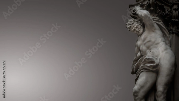 Obraz Statue of powerful and emotional atlas of Renaissance Era in Vienna, Austria, details, closeup