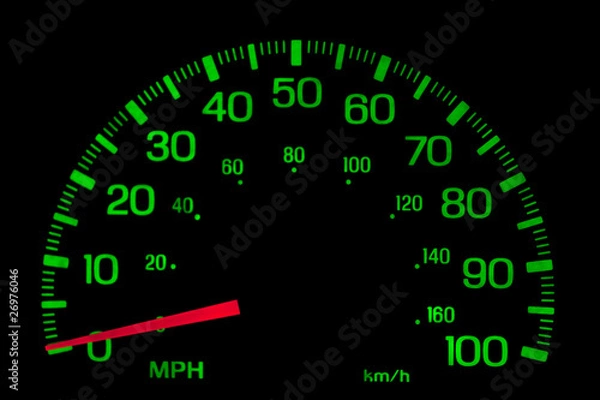 Fototapeta Speedometer on black isolated