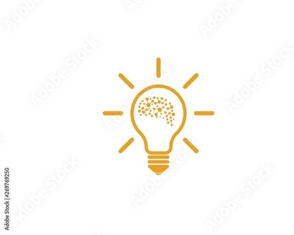 Fototapeta Brain with bulb icon Logo vector of idea and think