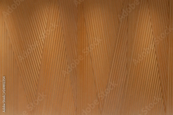 Fototapeta Customize wood panel in triangle random line by cnc technique / interior design / background texture / material