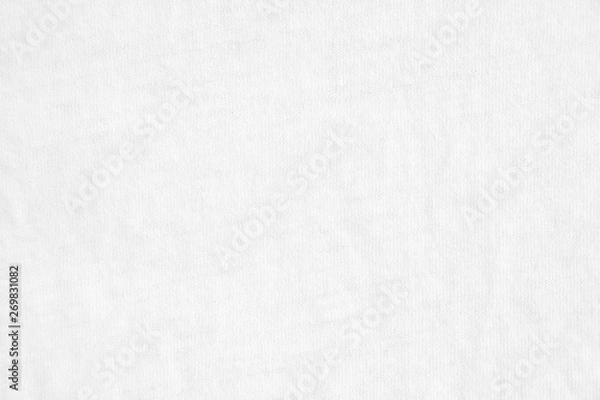 Fototapeta White blank crumpled cotton textile texture background.