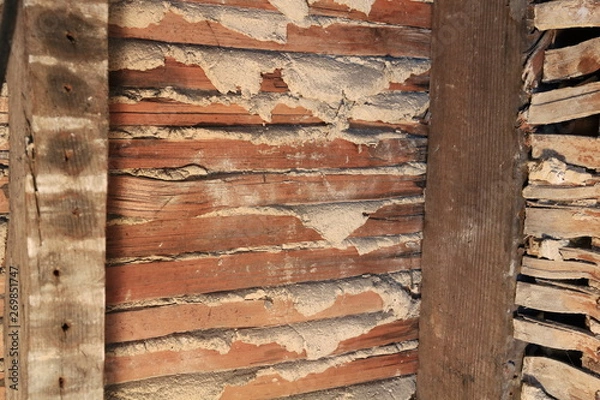 Obraz Lath and plaster wall construction