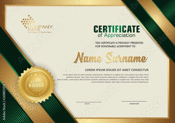 Fototapeta certificate template with Luxury and modern pattern