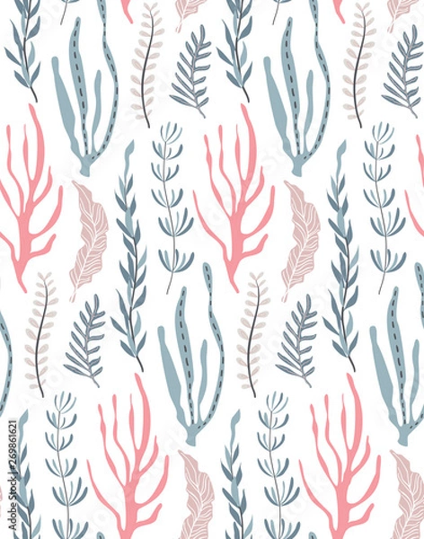 Obraz Vector seamless pattern with underwater ocean coral reef plants