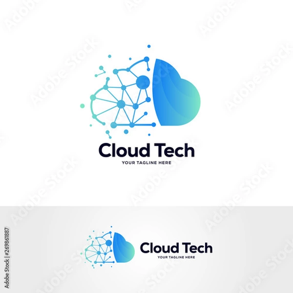 Obraz cloud logo designs template, tech logo designs concept