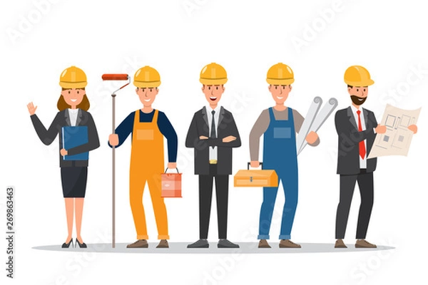 Fototapeta architekt, brygadzista, inżynier budowlany o różnym charakterze