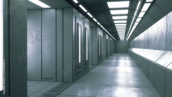 Obraz 3d render interior. Futuristic hallway. Interior concept design