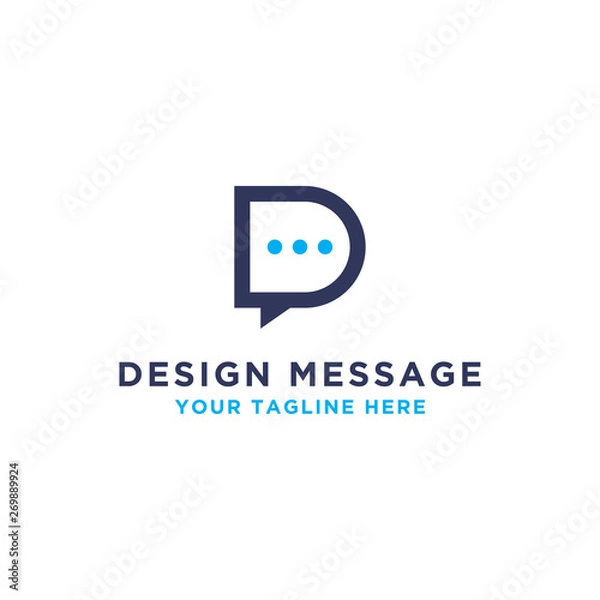 Fototapeta D Logo Design Message, elegant, trendy artistic alphabet logo icon. - Vector