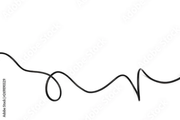 Fototapeta Black power cable socket isolated on white background -