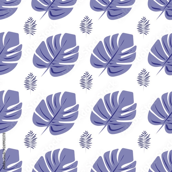 Fototapeta Vector seamless pattern with abstract tropical leaves.