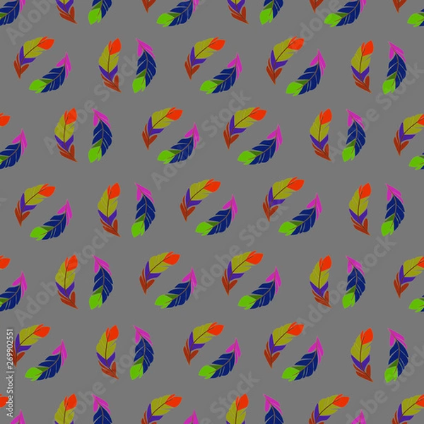 Fototapeta Vector seamless pattern with abstract colorful feathers.