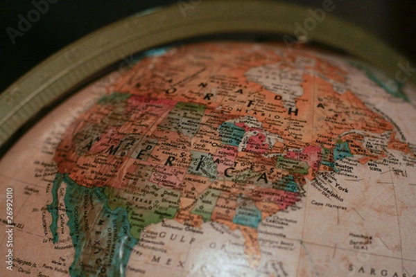 Obraz North America on Globe