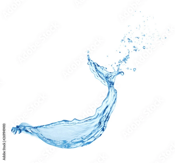 Obraz single pure blue water splash isolated on white background