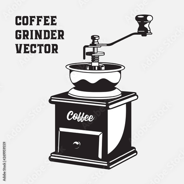 Obraz Vintage Coffee Grinder Monochrome Vector