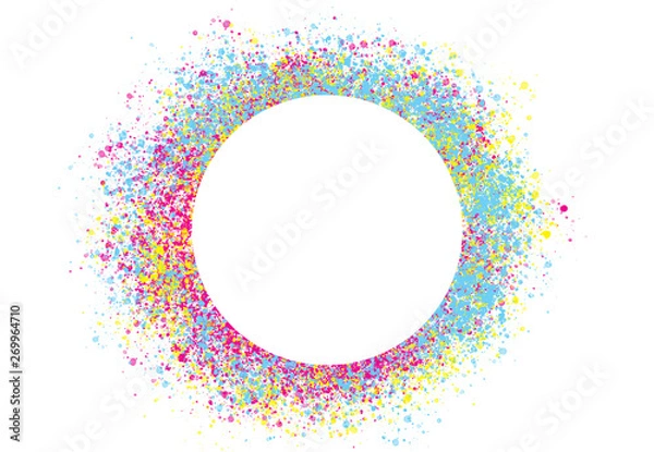 Fototapeta Abstract watercolor brush spatter bot digital art painting backgrounds and blank white color circle shape for your text 