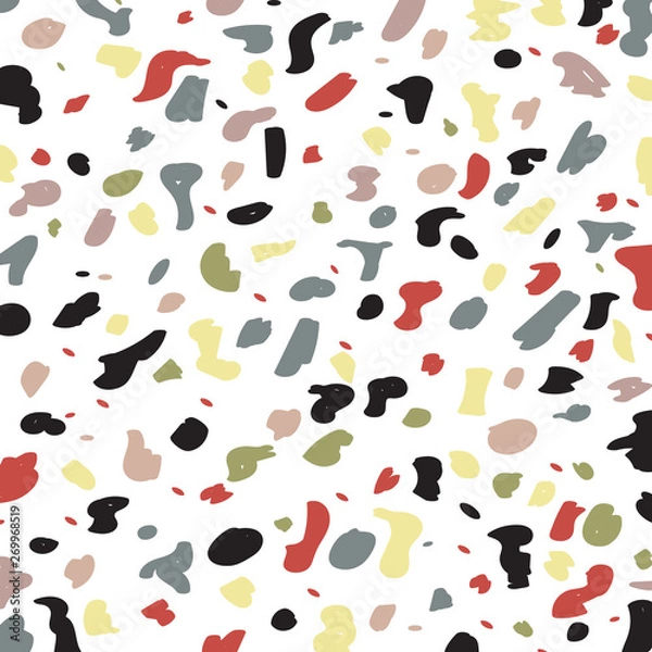 Fototapeta Terrazzo flooring seamless background pattern design. Floor marble abstract. Texture venetian style composed of natural stone, granite, quartz, glass and concrete.