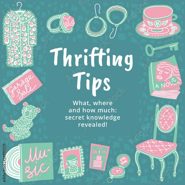 Obraz Vintage items and sample text. Square frame