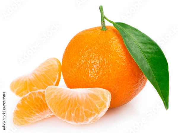 Fototapeta Fresh mandarin on white background