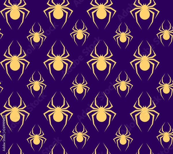 Fototapeta Halloween spider pattern vector violet yellow