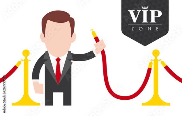 Fototapeta Vector bodyguard character embarking on VIP zoning