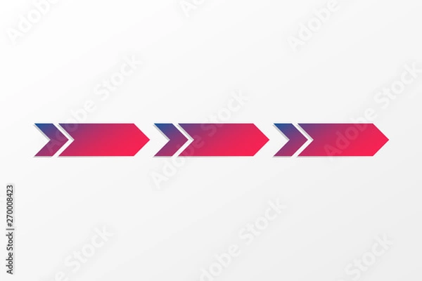 Fototapeta Arrow vector infographic symbols. Blue and red gradient signs. Icons isolated, illustration for business, web design, direction, 3 steps, options, progress