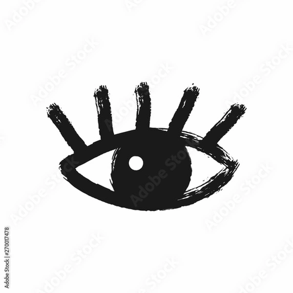Obraz Sketch of human eye with eyelashes drawn by hand with a rough brush. Grunge, watercolor, paint, graffiti.