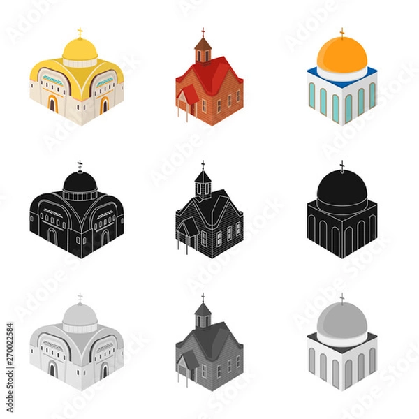 Fototapeta Vector design of temple and historic logo. Collection of temple and faith stock vector illustration.