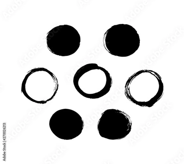 Fototapeta Ink brush drawn circles set vector