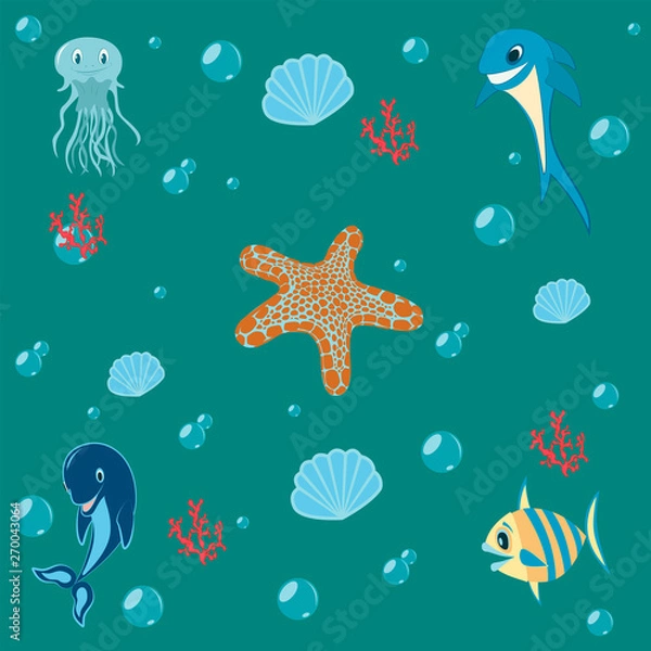 Obraz Children's colorful pattern sea creatures