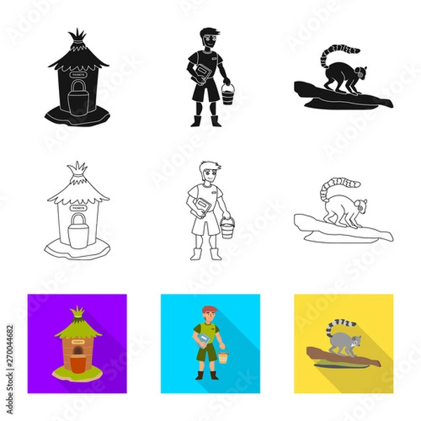 Fototapeta Vector illustration of nature  and fun  icon. Set of nature  and entertainment vector icon for stock.