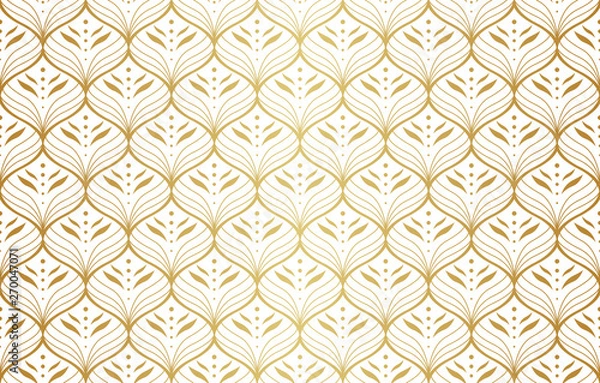 Obraz Vector Floral Ornamental Seamless Pattern. Geometric Flower Stylish Texture. Abstract Retro Tile Texture.