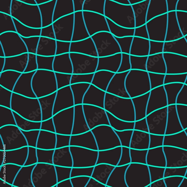 Obraz Black vector background with neon wavy lines. Seamless texture