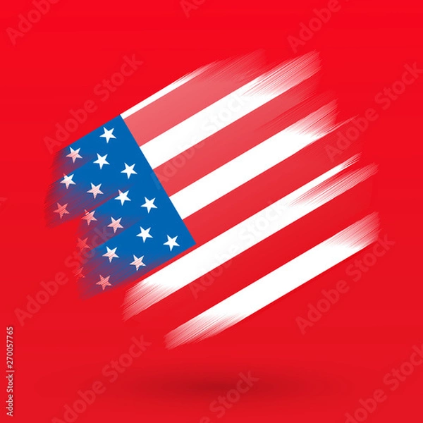 Obraz Paint stroke in Usa flag on red background, vector