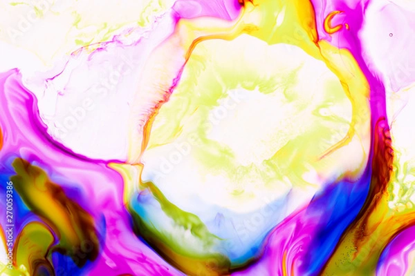 Obraz Watercolor and acrylic abstract. Colorful background. Mix, splashes and drawings of colors: red, yellow, blue, green, brown, white background