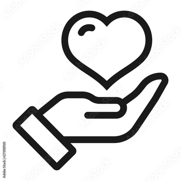 Fototapeta heart on hand - minimal line web icon. simple vector illustration. concept for infographic, website or app.