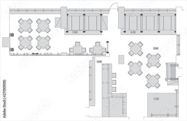 Obraz Small cafe, restaurant, beer pub - top view plans. Vector isolated.