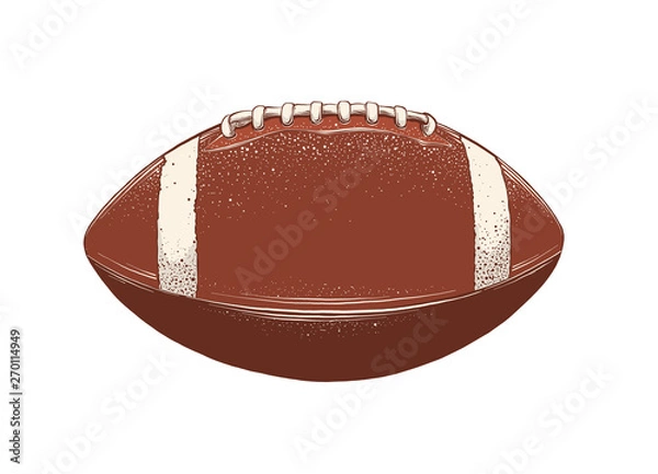 Fototapeta Vector drawing of rugby ball in color, isolated on white background. Graphic illustration, hand drawing. Drawing for posters, decoration and print. Vector illustration