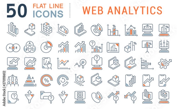 Fototapeta Set Vector Line Icons of Web Analytics