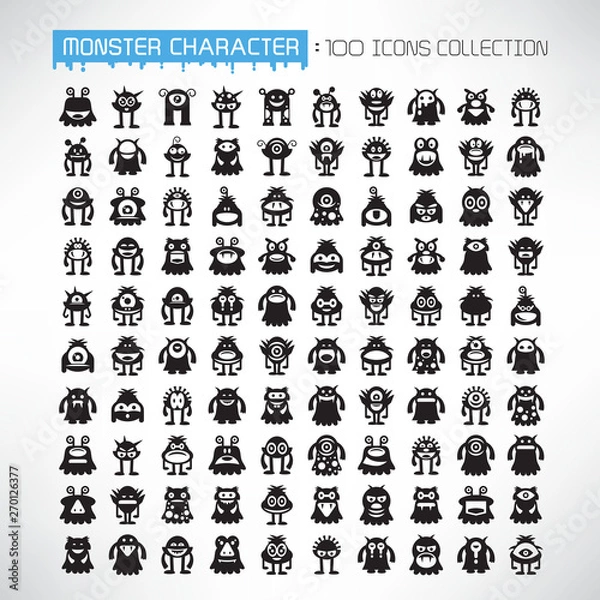 Fototapeta cute monster avatar character icons vector illustration