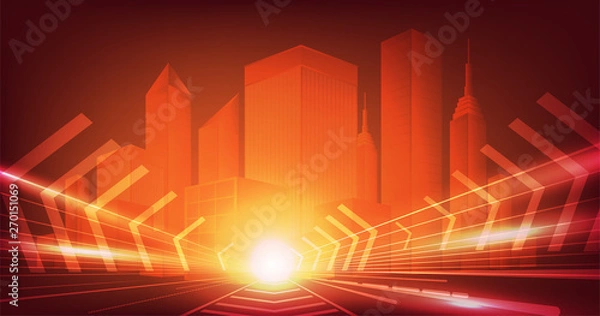 Fototapeta Vector background. Blurred Defocused orange Lights in the city