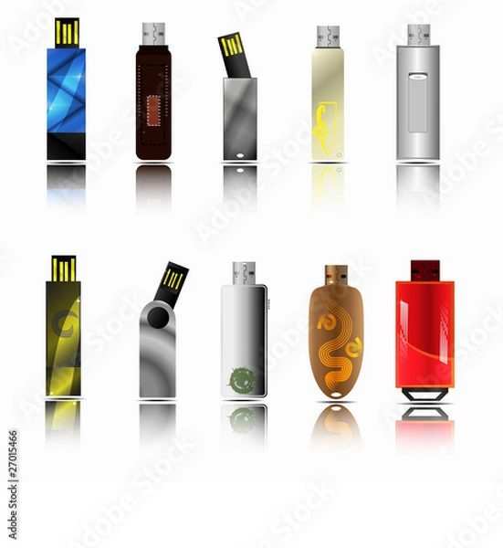 Obraz Row of color USB flash drives